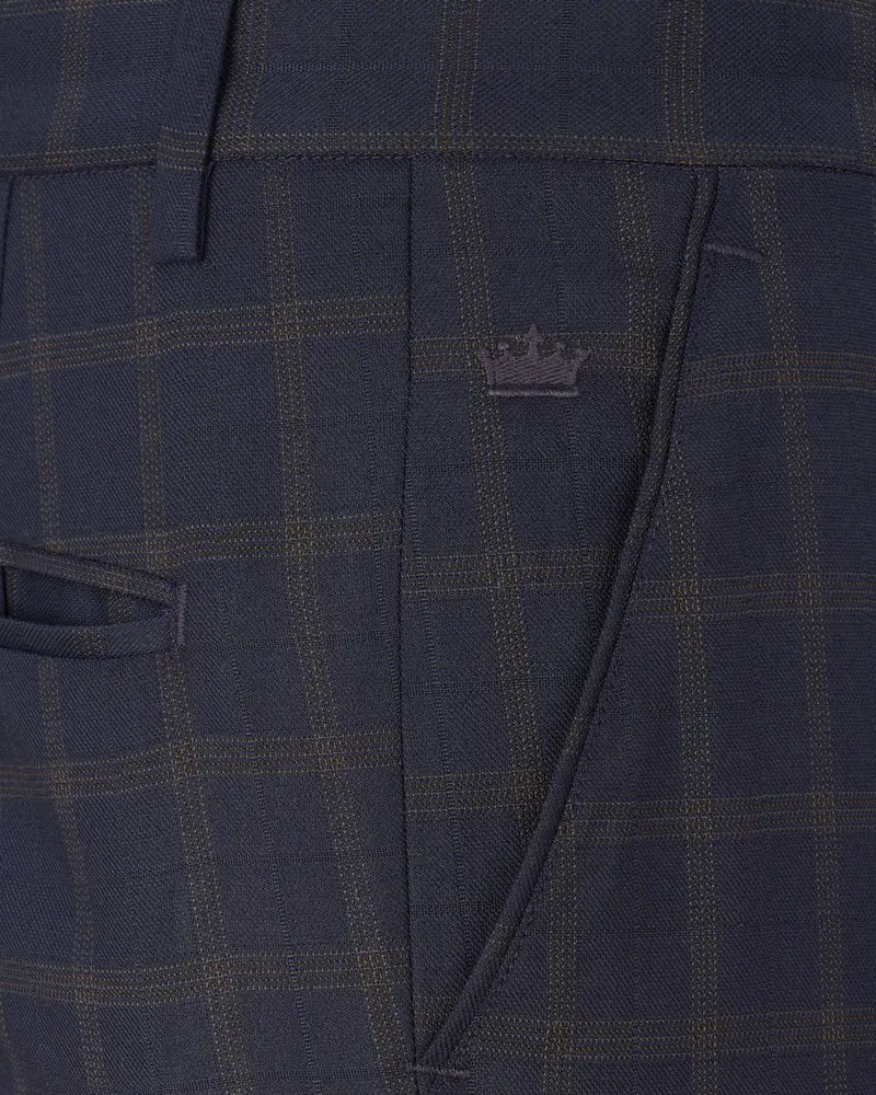 Gunmetal Blue Plaid Pant 5