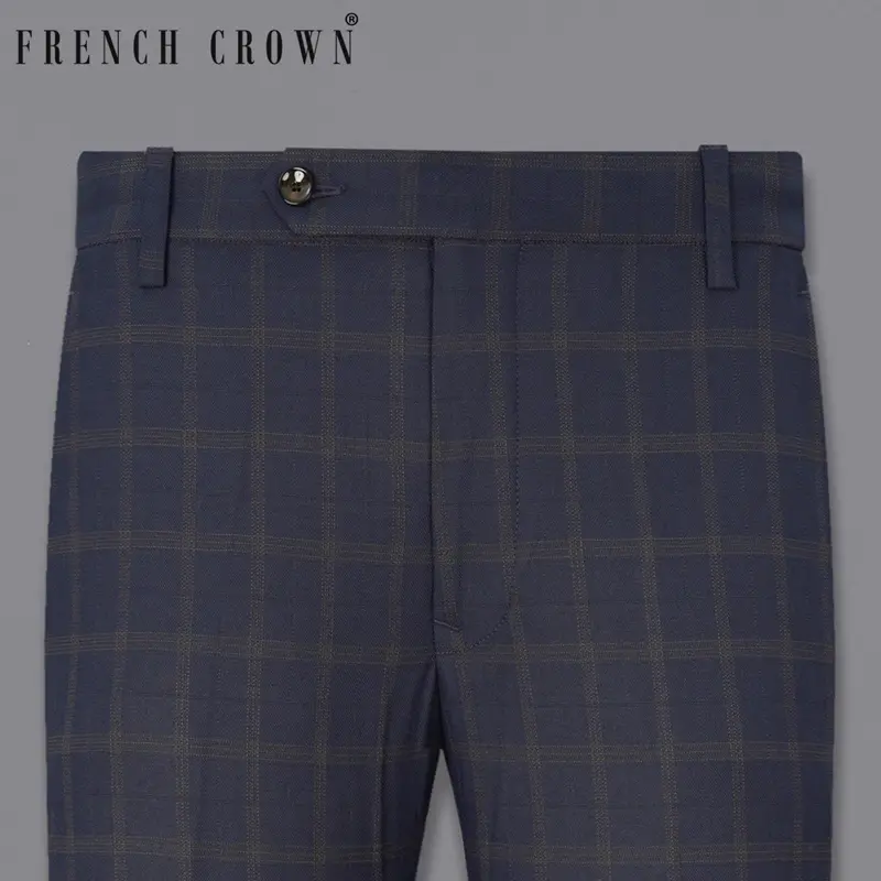 Gunmetal Blue Plaid Pant 6