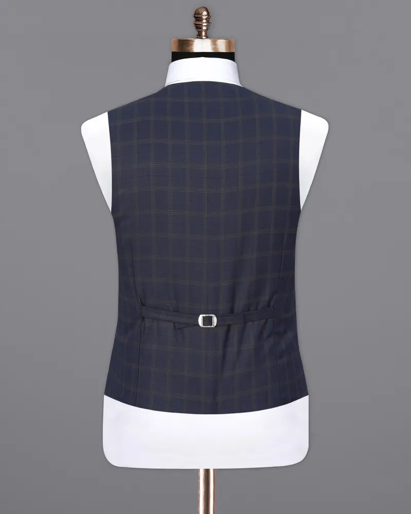 Gunmetal Blue Plaid Waistcoat 6