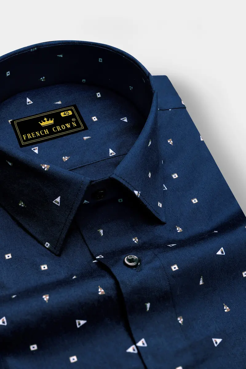 Gunmetal Blue Printed Super Soft Premium Cotton Shirt 2