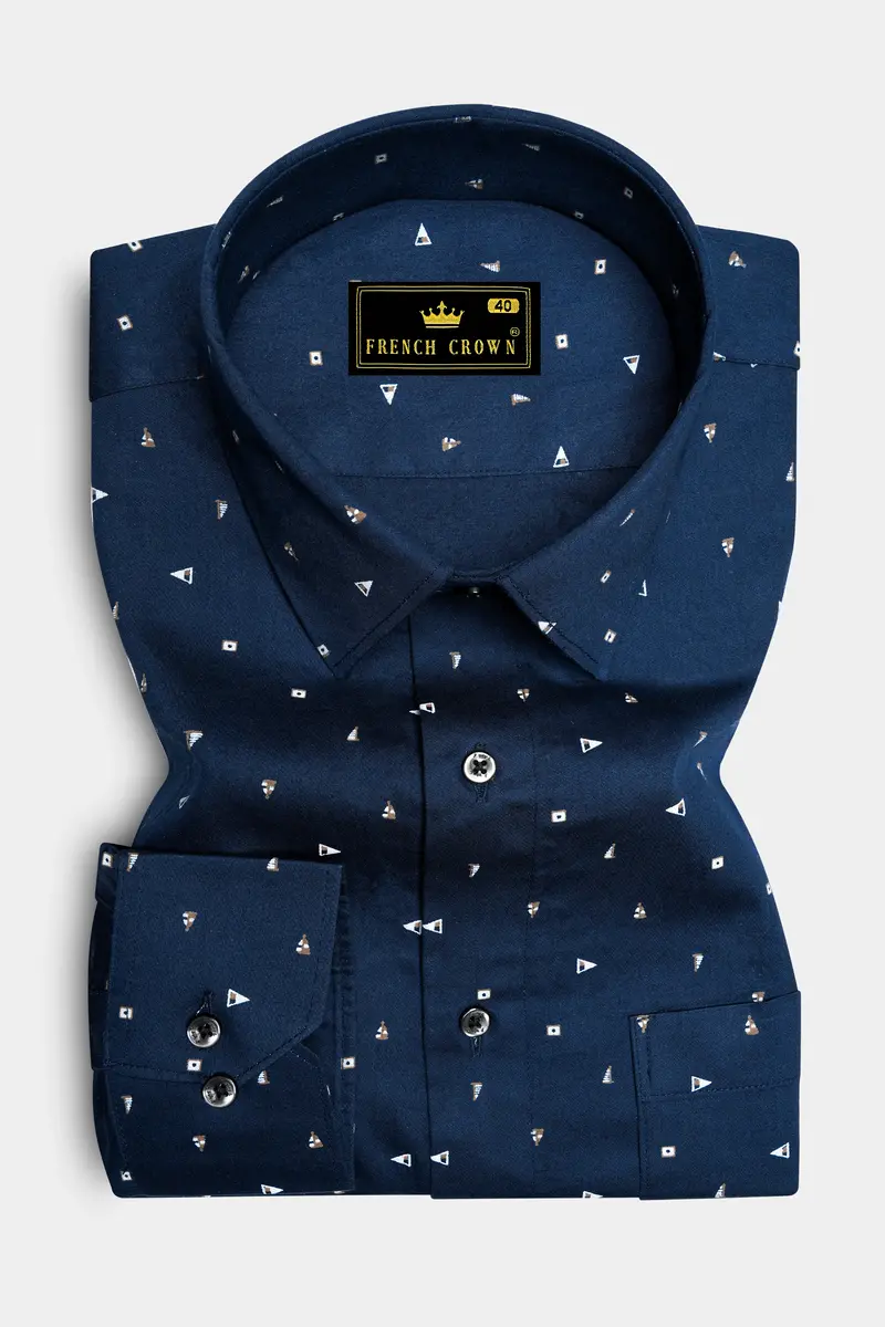 Gunmetal Blue Printed Super Soft Premium Cotton Shirt 4