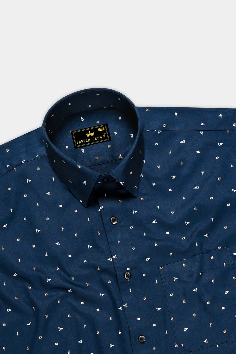 Gunmetal Blue Printed Super Soft Premium Cotton Shirt 5