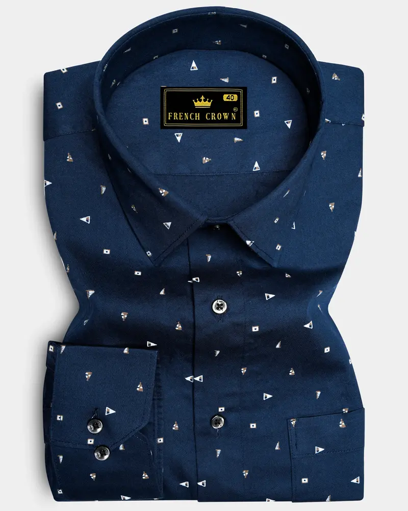 Gunmetal Blue Printed Super Soft Premium Cotton Shirt 6
