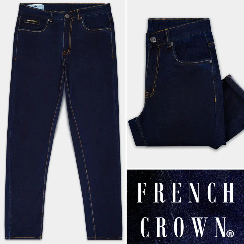 Gunmetal Blue Rinse Wash Clean Look Stretchable Denim 1