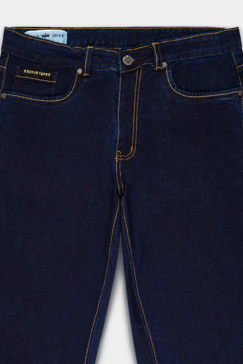 Gunmetal Blue Rinse Wash Clean Look Stretchable Denim 4