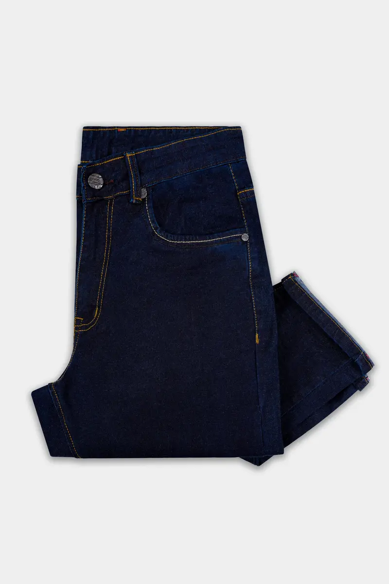 Gunmetal Blue Rinse Wash Clean Look Stretchable Denim 5