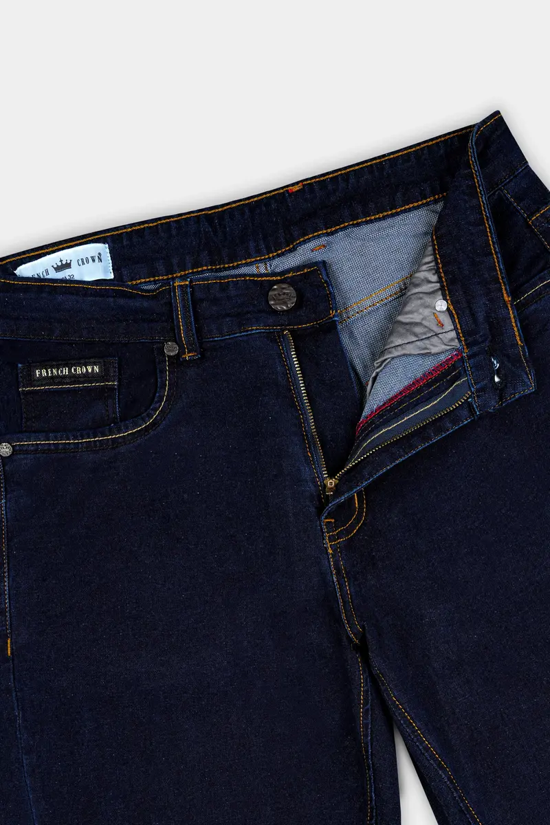 Gunmetal Blue Rinse Wash Clean Look Stretchable Denim 6