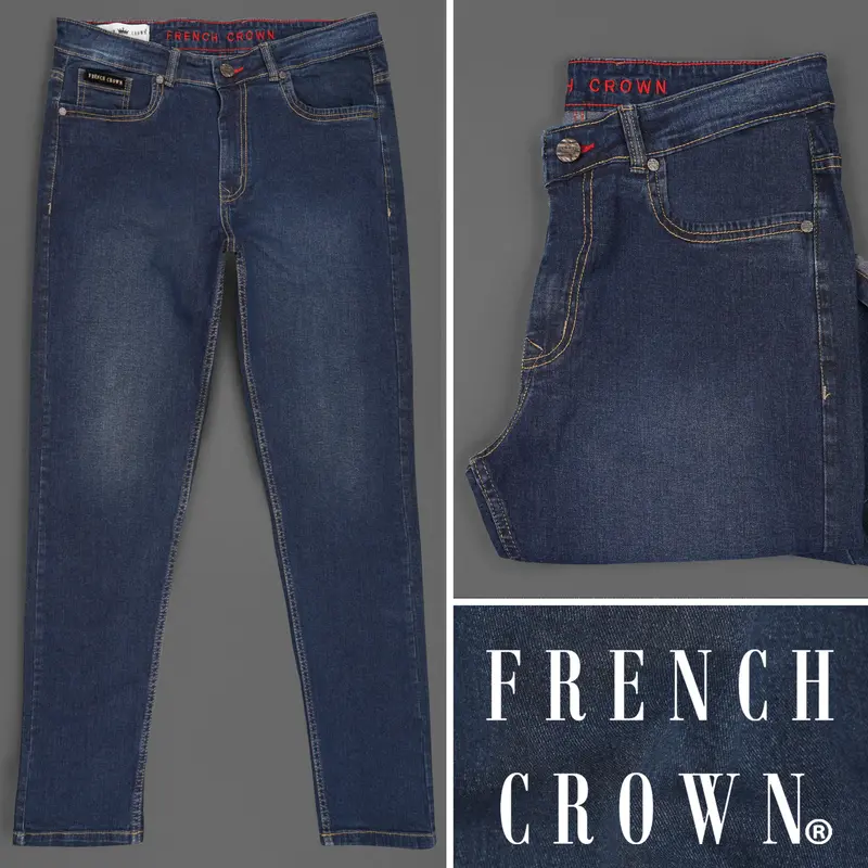 Gunmetal Blue Rinse Wash Stretchable Denim 1