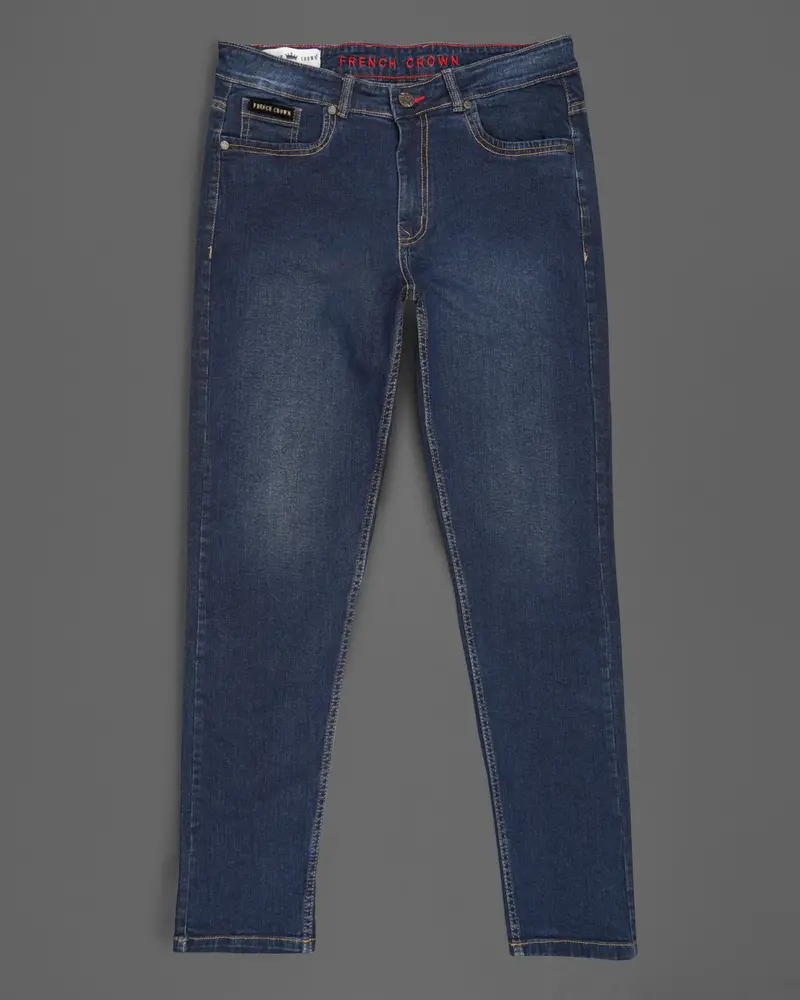 Gunmetal Blue Rinse Wash Stretchable Denim 2