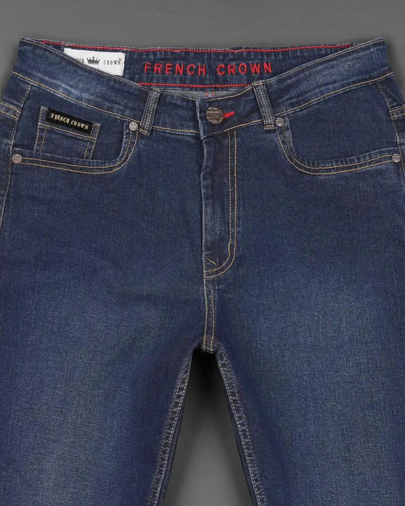 Gunmetal Blue Rinse Wash Stretchable Denim 4