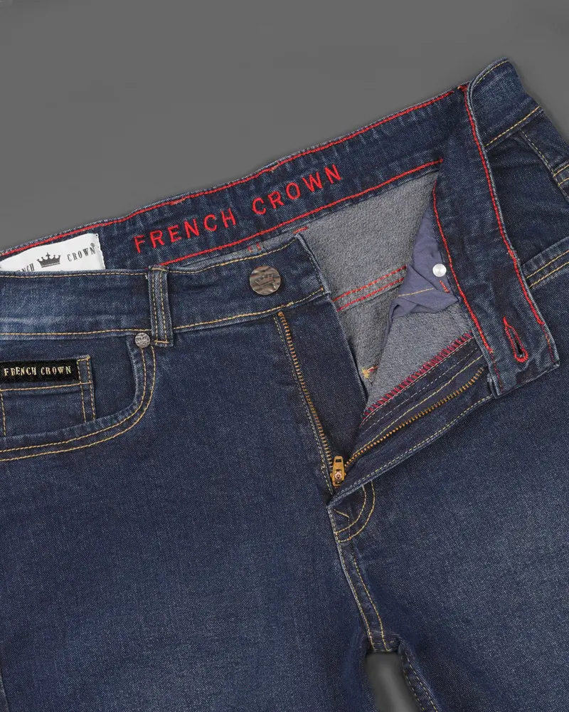 Gunmetal Blue Rinse Wash Stretchable Denim 5