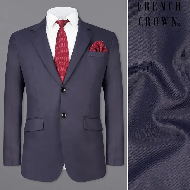 Gunmetal Blue Single Breasted Blazer 1
