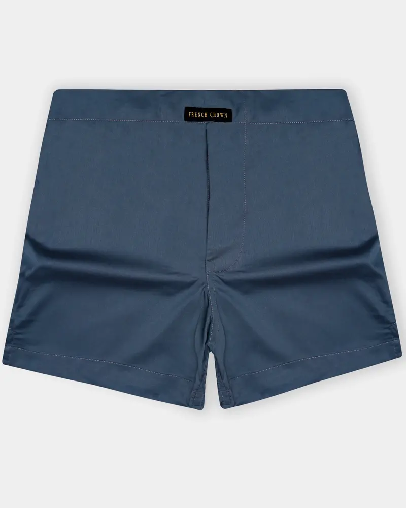Gunmetal Blue Solid Subtle Sheen Super Soft Premium Cotton Boxer 1