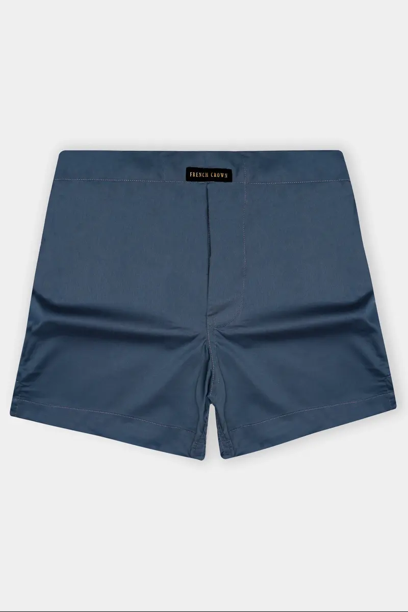 Gunmetal Blue Solid Subtle Sheen Super Soft Premium Cotton Boxer 2