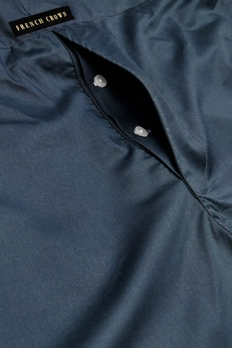 Gunmetal Blue Solid Subtle Sheen Super Soft Premium Cotton Boxer 4