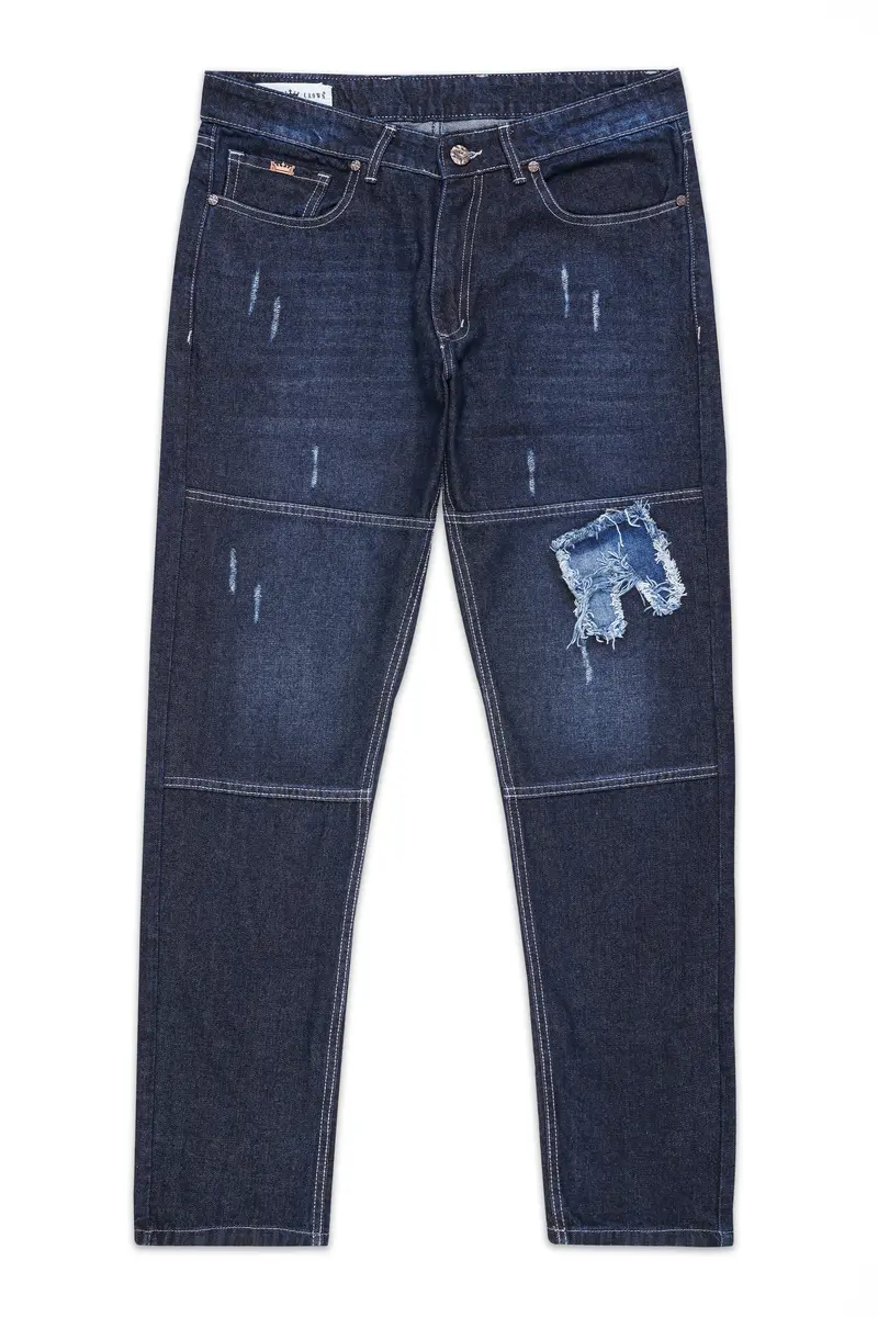 Gunmetal Blue Whiskering Wash Mildly Distressed Denim 2