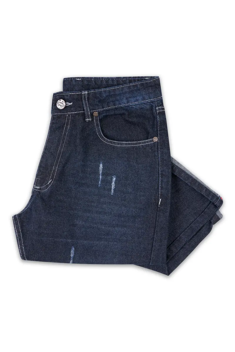 Gunmetal Blue Whiskering Wash Mildly Distressed Denim 6