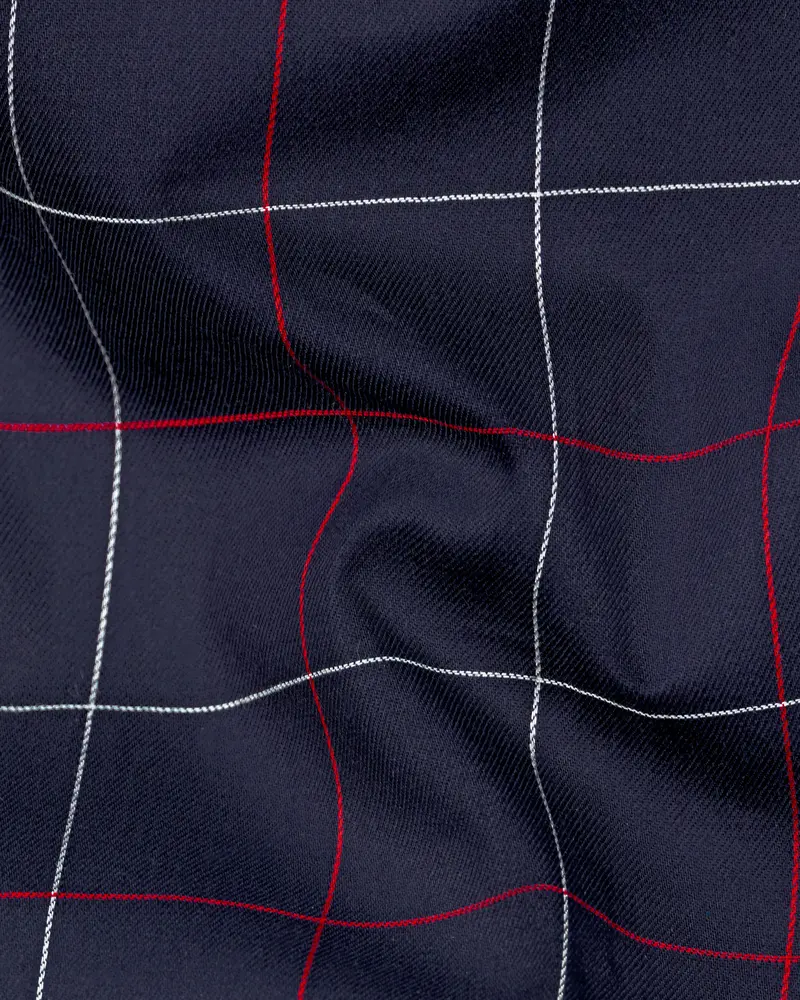 Gunmetal Blue Windowpane Twill Premium Cotton Shirt 2