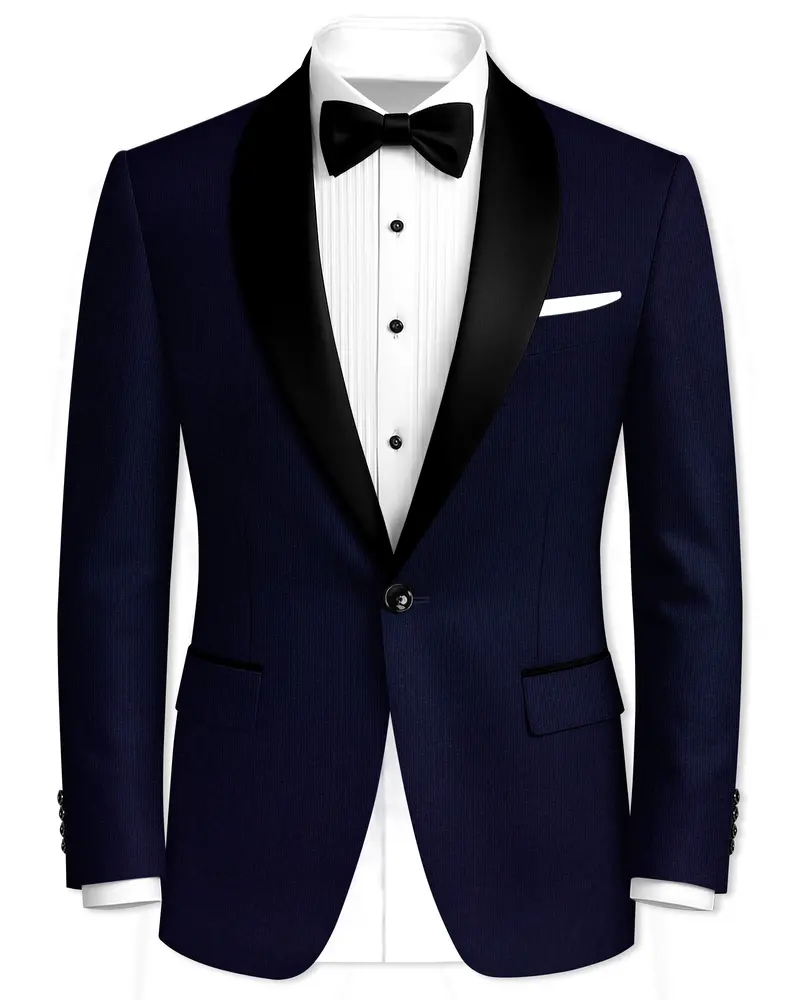 Gunmetal Blue With Black Lapel Tuxedo Blazer 1