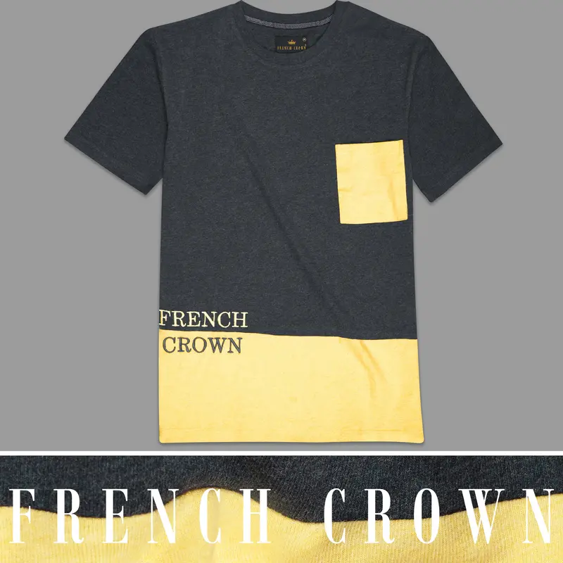 Gunmetal Gray And Marzipan Yellow Premium Cotton T-Shirt 1