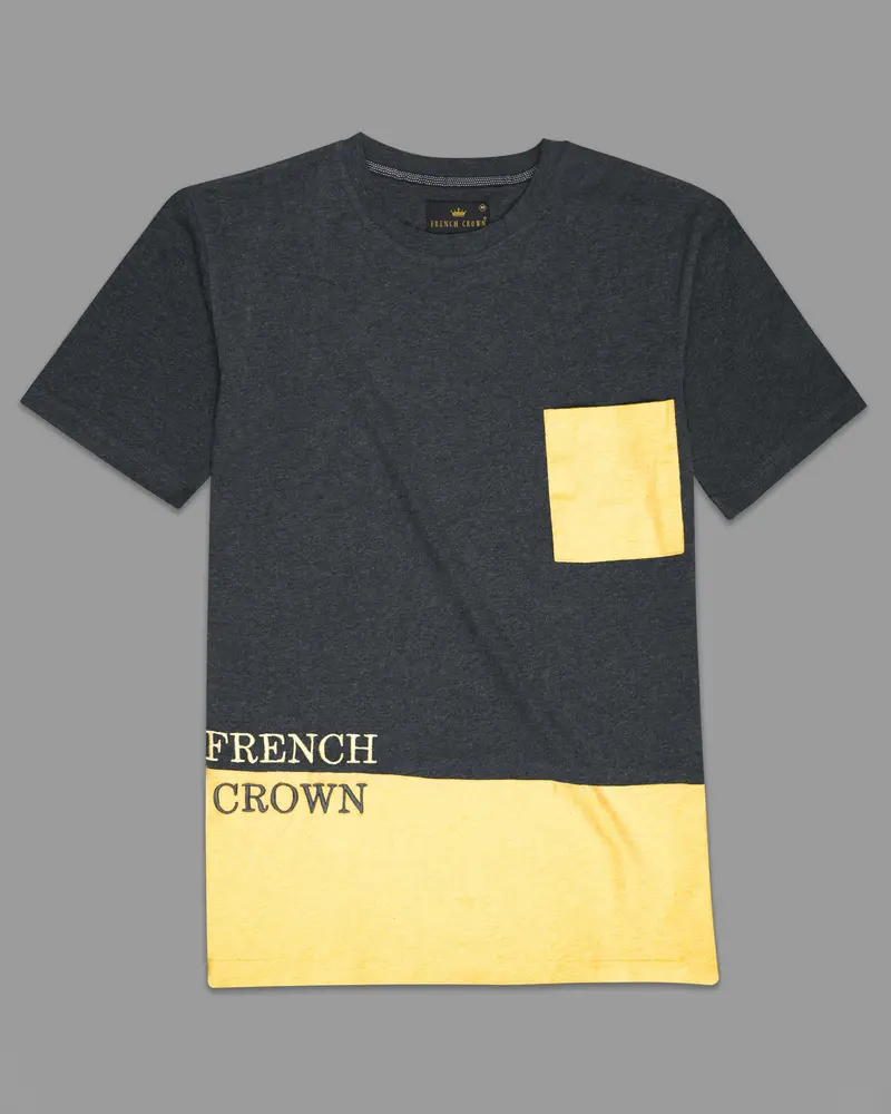 Gunmetal Gray And Marzipan Yellow Premium Cotton T-Shirt 2