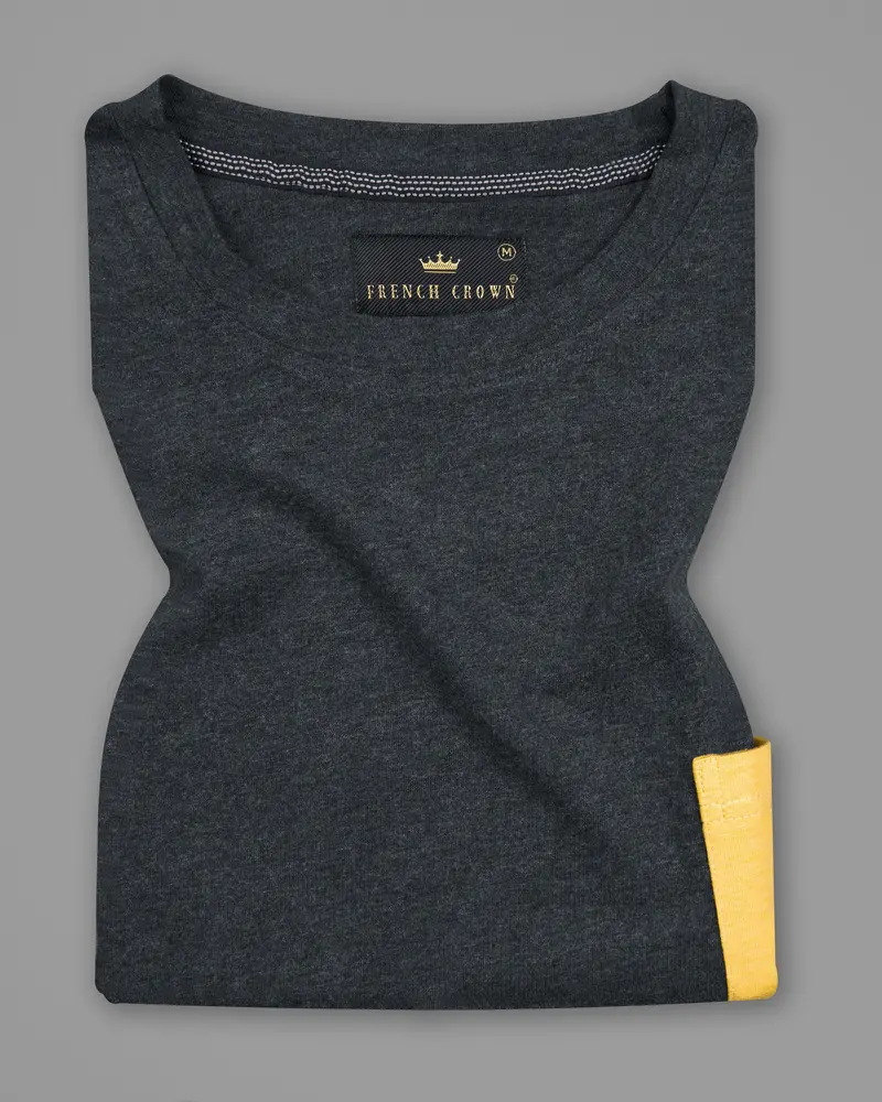 Gunmetal Gray And Marzipan Yellow Premium Cotton T-Shirt 5