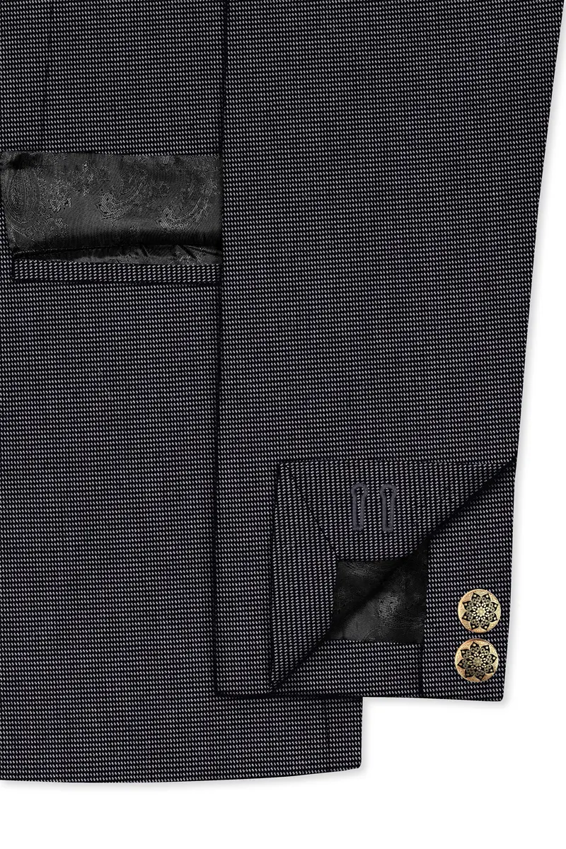 Gunmetal Gray Cross Placket Bandhgala Premium Cotton Blazer 5