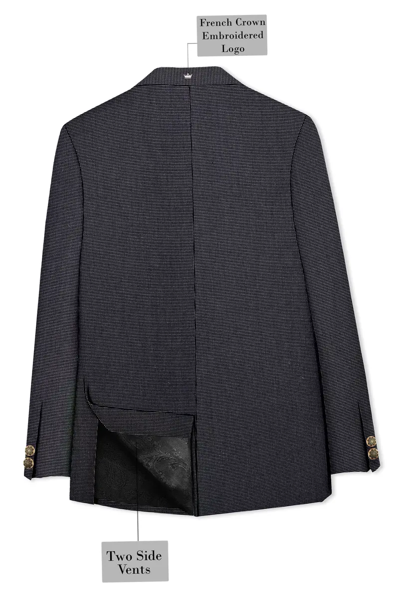 Gunmetal Gray Cross Placket Bandhgala Premium Cotton Blazer 7