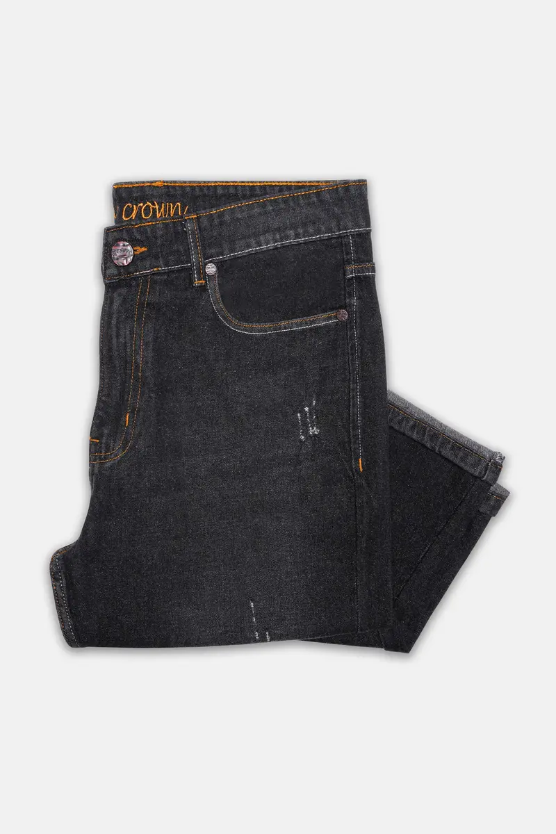 Gunmetal Gray Whiskering Wash Mildly Distressed Denim 6