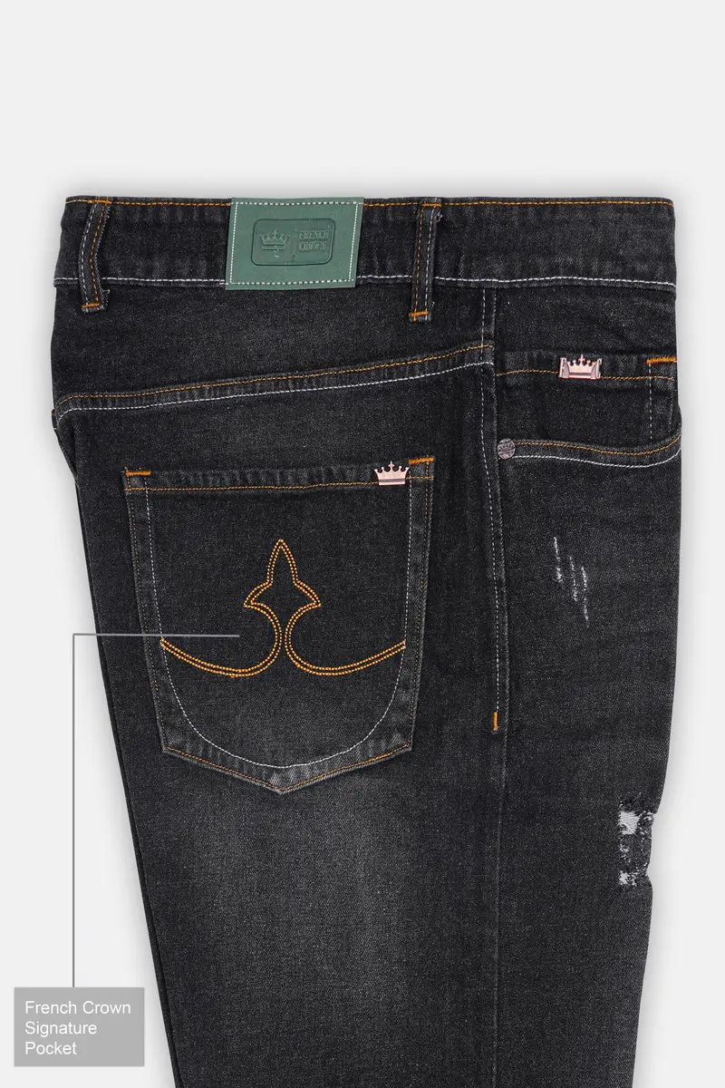 Gunmetal Gray Whiskering Wash Mildly Distressed Denim 7
