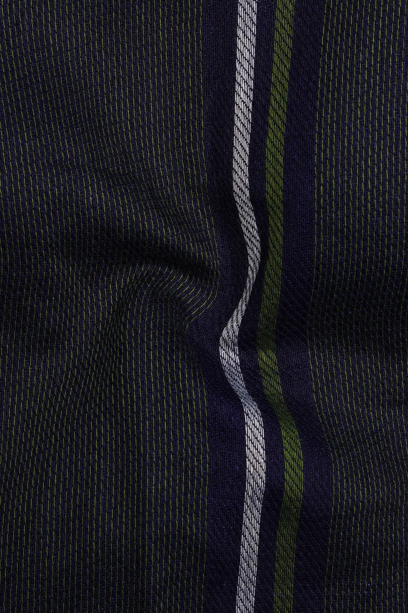 Gunmetal Gray With Cloud Burst Blue Multicolour Striped Dobby Textured Kurta Shirt 3