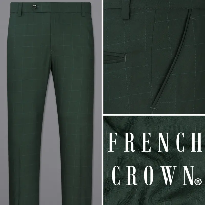 Gunmetal Green Plaid Pant 1