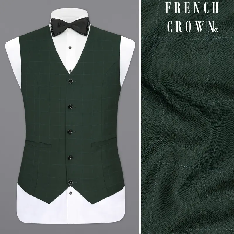 Gunmetal Green Plaid Waistcoat 1