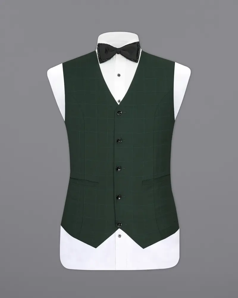 Gunmetal Green Plaid Waistcoat 2