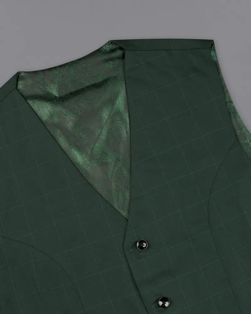Gunmetal Green Plaid Waistcoat 4