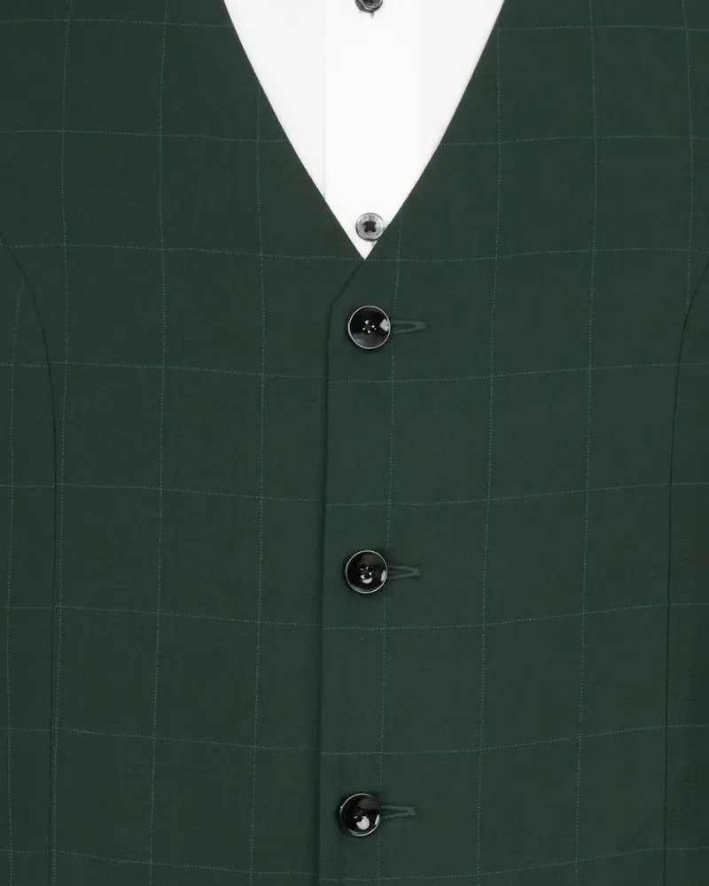 Gunmetal Green Plaid Waistcoat 5