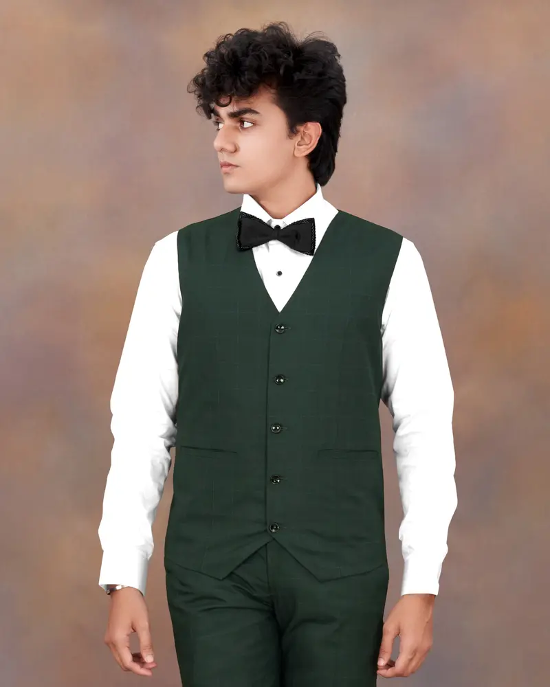 Gunmetal Green Plaid Waistcoat 7