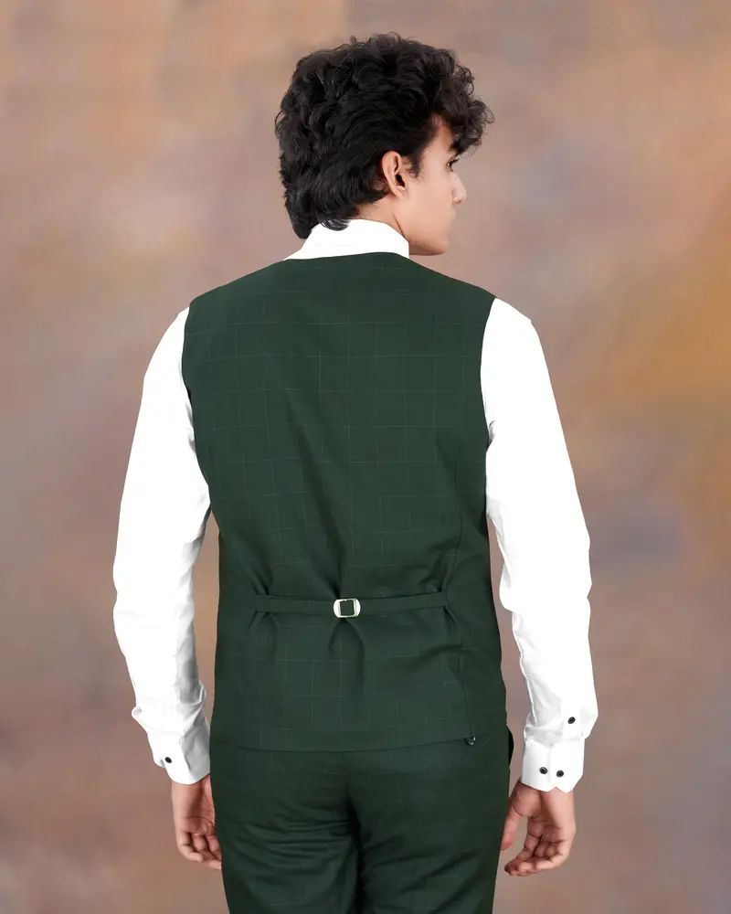 Gunmetal Green Plaid Waistcoat 9