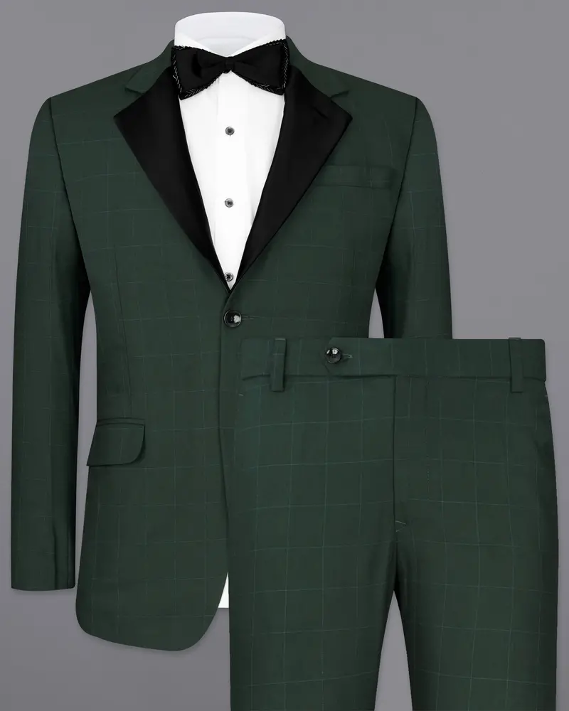 Gunmetal Green Subtle Windowpane Tuxedo Suit 1