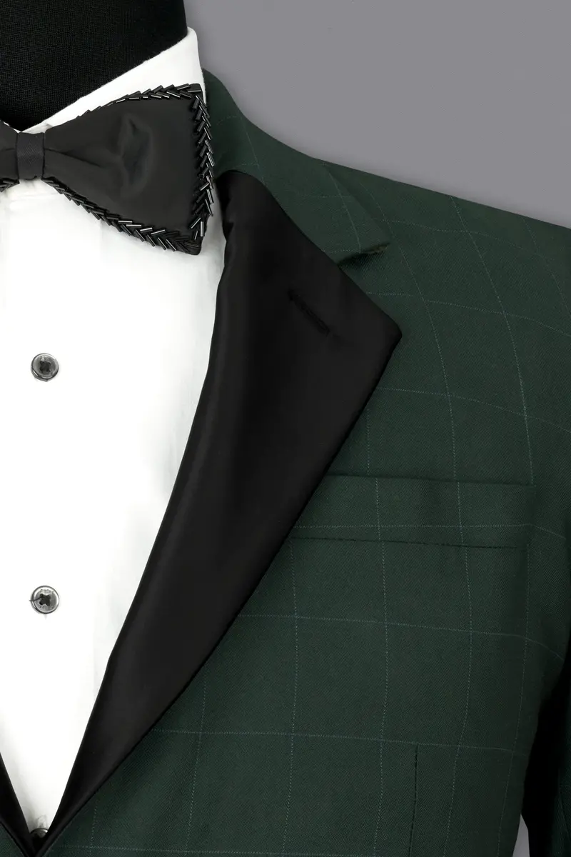 Gunmetal Green Subtle Windowpane Tuxedo Suit 10