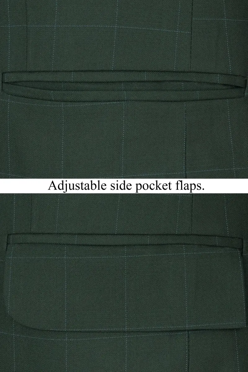 Gunmetal Green Subtle Windowpane Tuxedo Suit 11