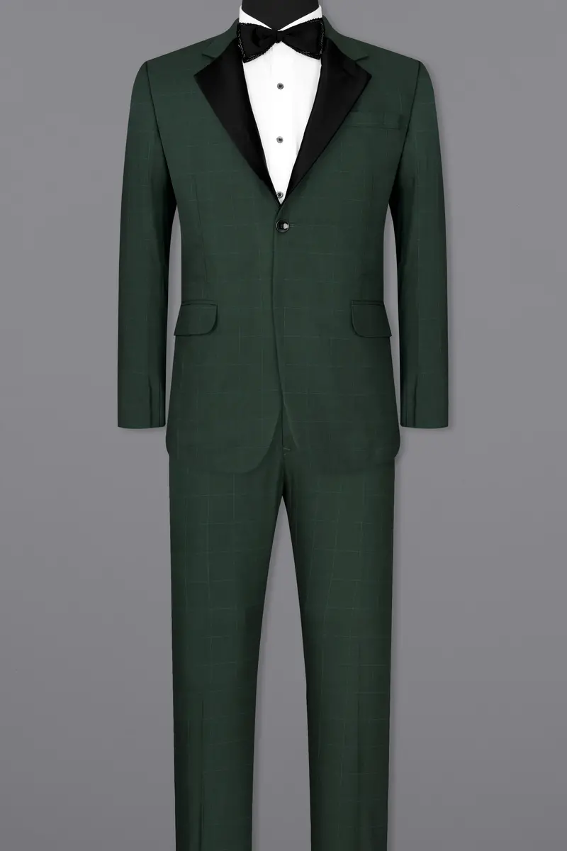 Gunmetal Green Subtle Windowpane Tuxedo Suit 4