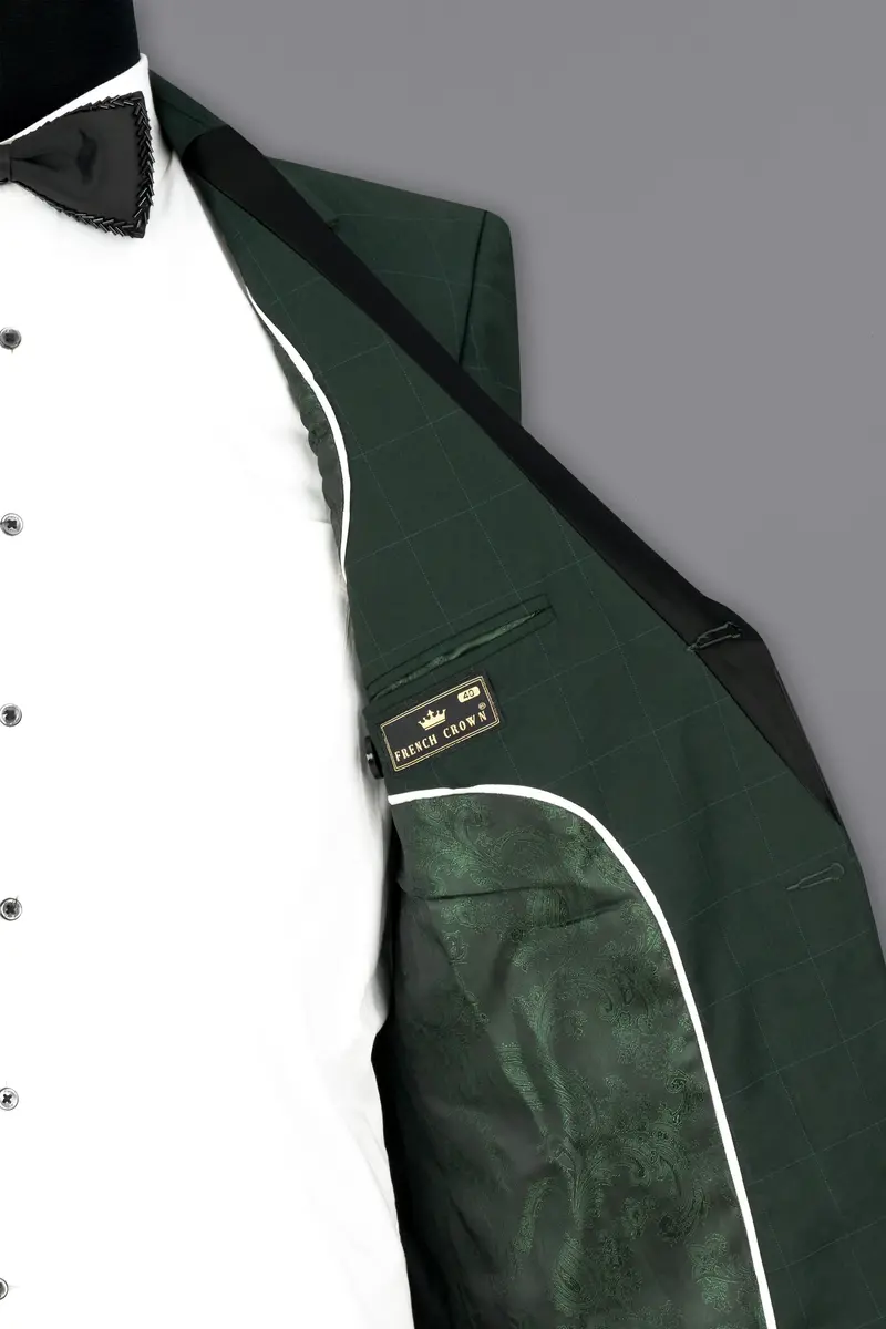 Gunmetal Green Subtle Windowpane Tuxedo Suit 5