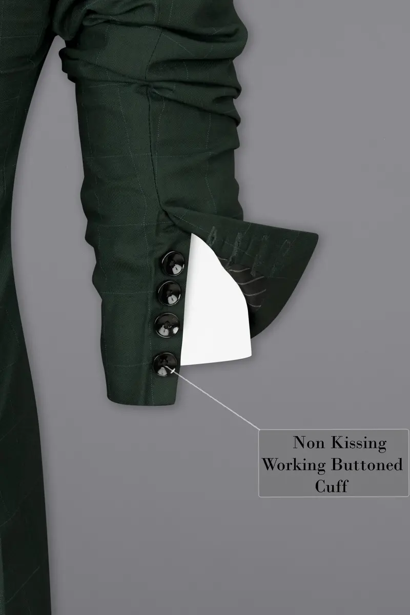 Gunmetal Green Subtle Windowpane Tuxedo Suit 6