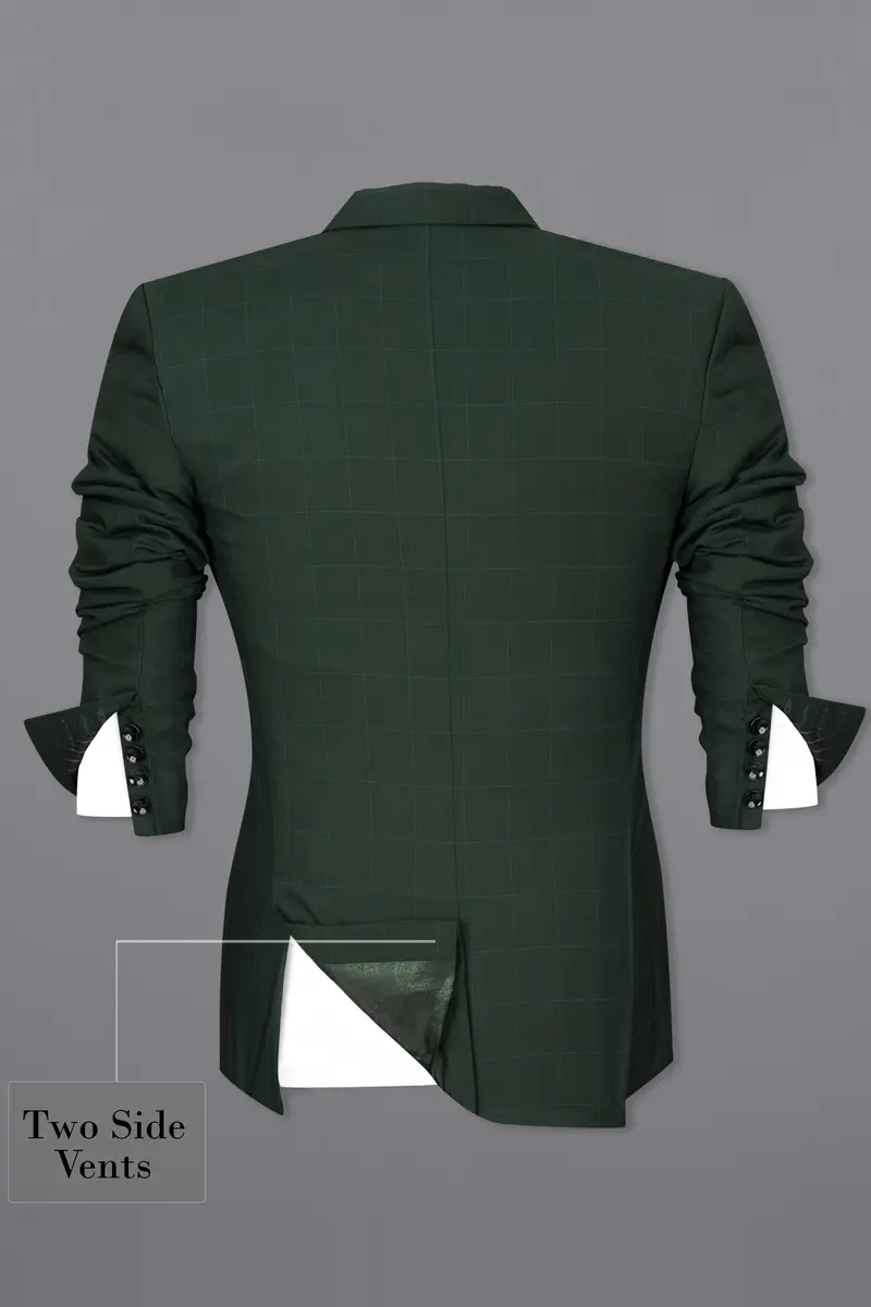 Gunmetal Green Subtle Windowpane Tuxedo Suit 7