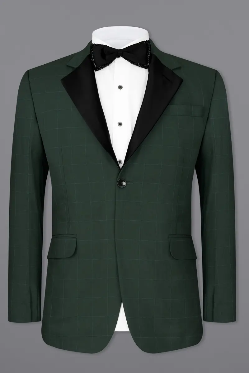 Gunmetal Green Subtle Windowpane Tuxedo Suit 8