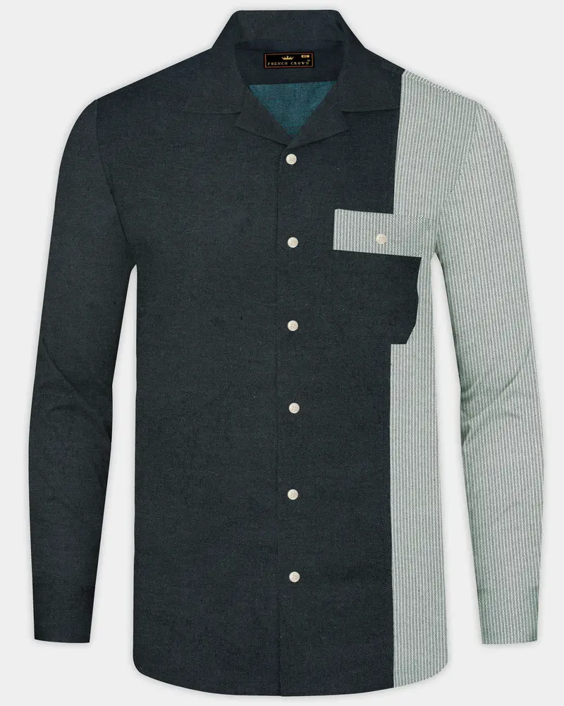 Gunmetal With Edgewater Green Twill Premium Cotton Designer Shirt 1