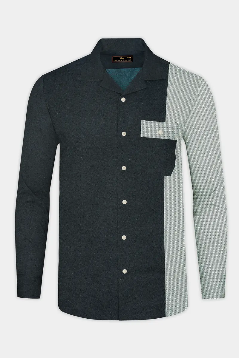 Gunmetal With Edgewater Green Twill Premium Cotton Designer Shirt 2