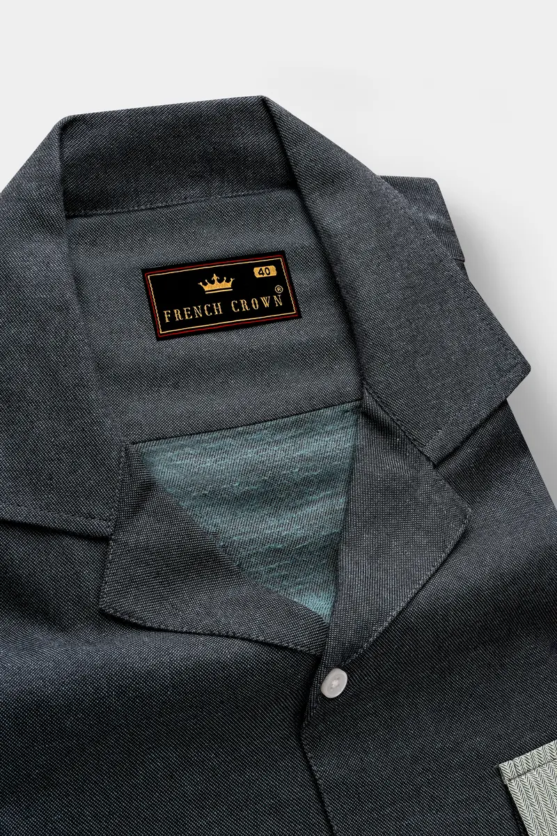 Gunmetal With Edgewater Green Twill Premium Cotton Designer Shirt 4