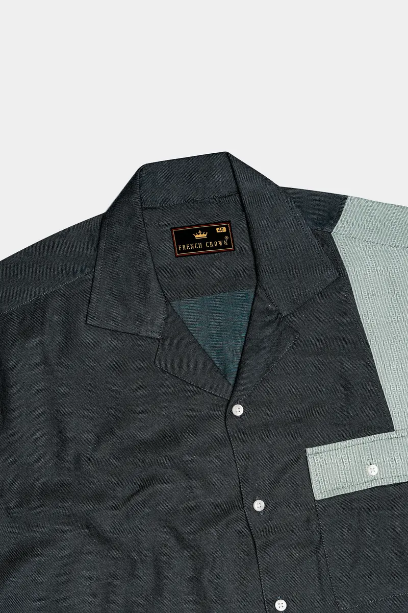 Gunmetal With Edgewater Green Twill Premium Cotton Designer Shirt 6